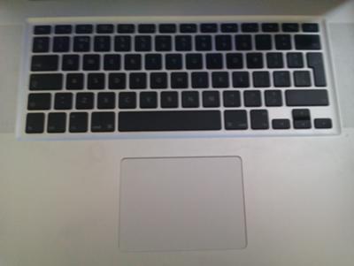 A closeup of the keyboard and the touchpad